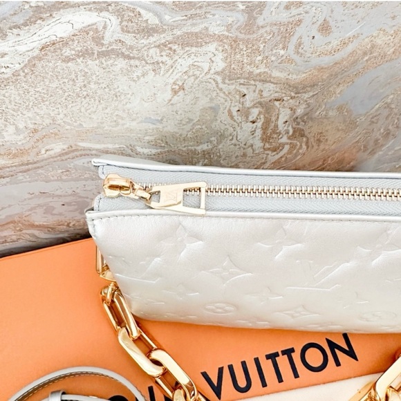 SOLD Louis Vuitton Coussin BB Monogram Silver Lambskin Embossed Bag - Picture 11 of 16
